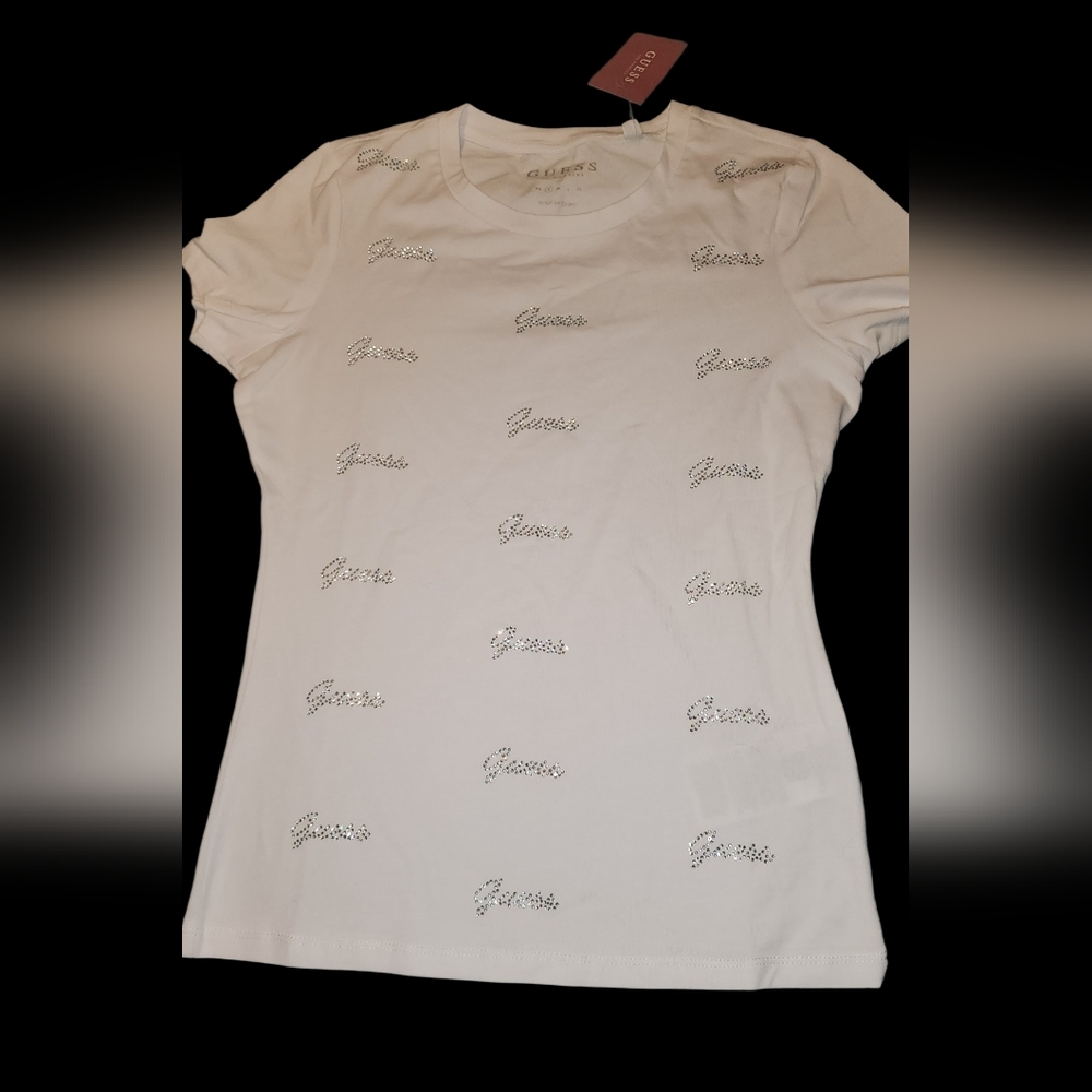Guess White Signature Short Sleeve Tee